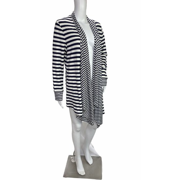 Chico's Zenergy Blue Striped Open Cardigan Sweater Size 2 Large - Picture 2 of 10